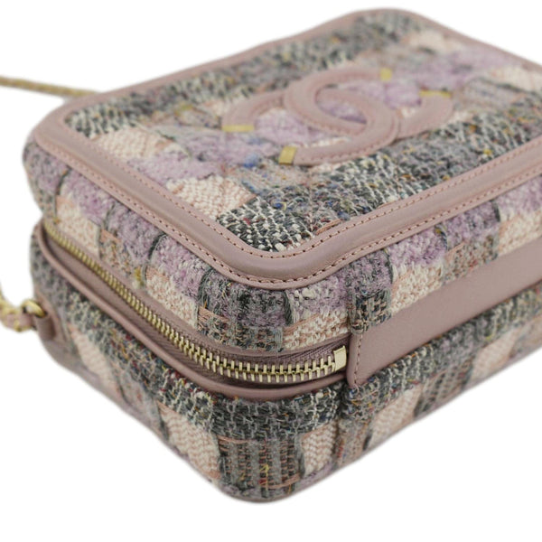 Chanel Filigree CC Small Vanity Case Tweed Shoulder Bag Pink