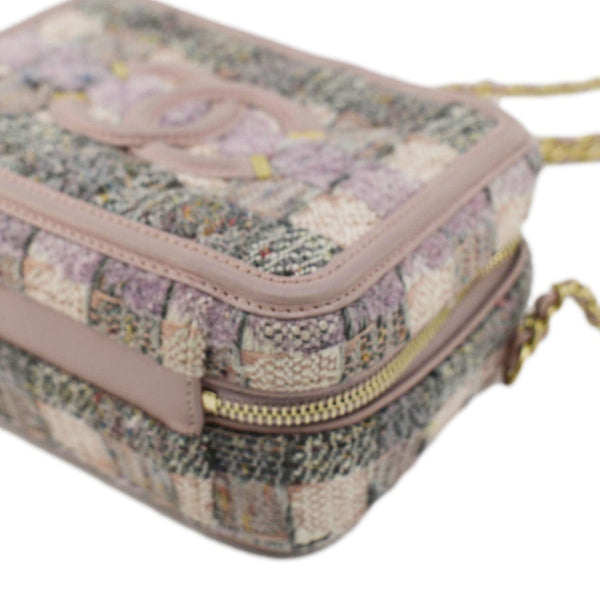 Chanel Filigree CC Small Vanity Case Tweed Shoulder Bag Pink