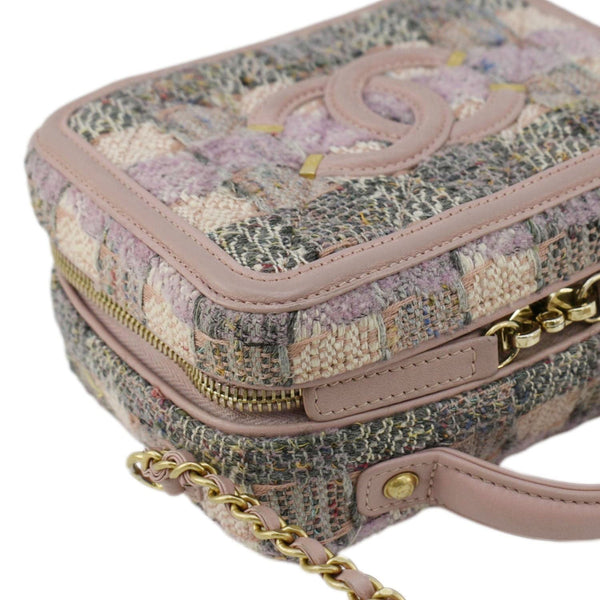 Chanel Filigree CC Small Vanity Case Tweed Shoulder Bag Pink