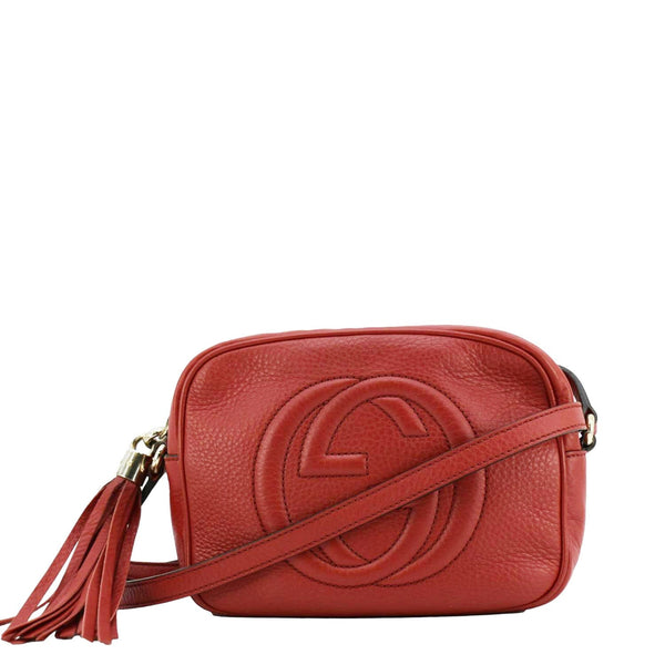 GUCCI Soho Disco Camera Leather Crossbody Bag Red 308364