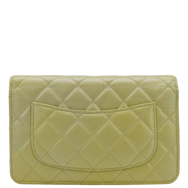 CHANEL WOC Quilted Leather Crossbody Bag Light Green Back look