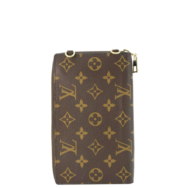 LOUIS VUITTON Metis Reverse Monogram Canvas Vertical Zippy Chain Wallet Brown