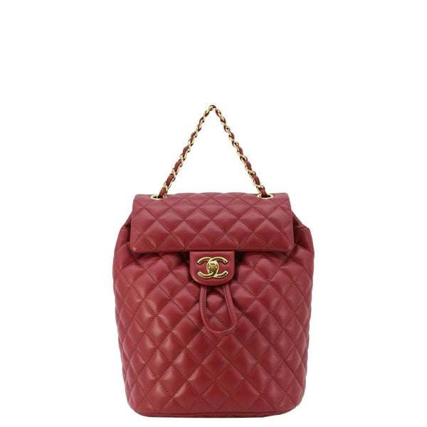 CHANEL Urban Spirit Quilted Leather Backpack Bag Red