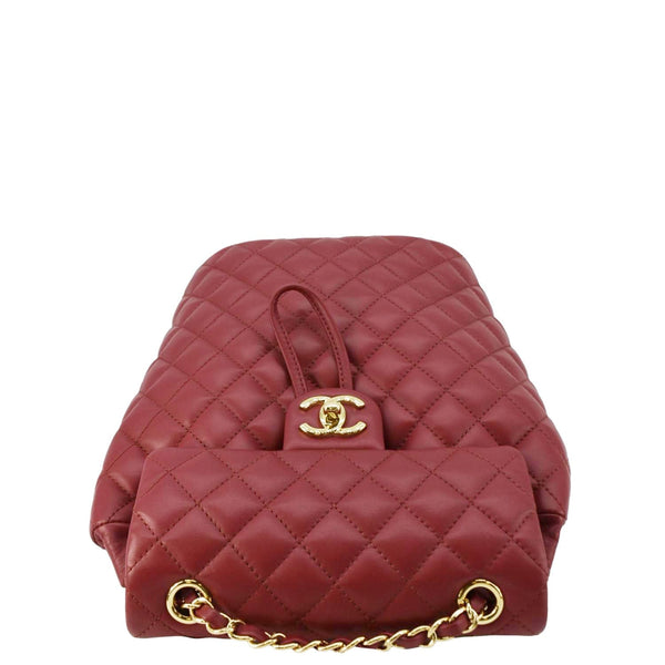 CHANEL Urban Spirit Quilted Leather Backpack Bag Red