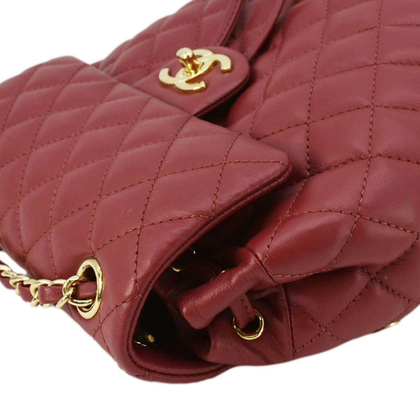 CHANEL Urban Spirit Quilted Leather Backpack Bag Red