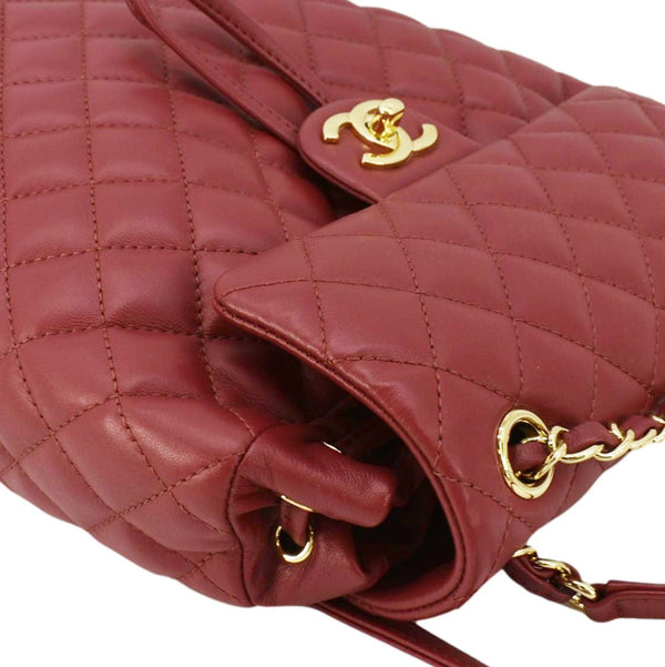 CHANEL Urban Spirit Quilted Leather Backpack Bag Red