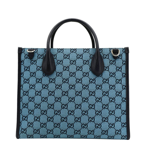 GUCCI Interlocking GG Supreme Canvas Tote Bag Blue back look