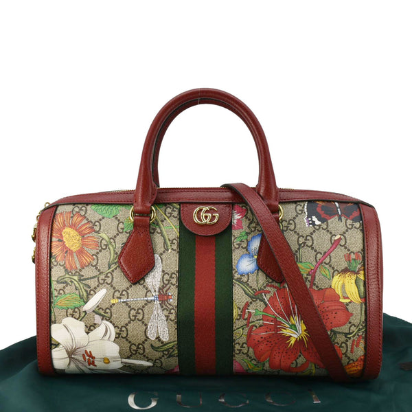 GUCCI Ophidia Flora Web GG Supreme Canvas Top Handle Shoulder Bag Red 524532