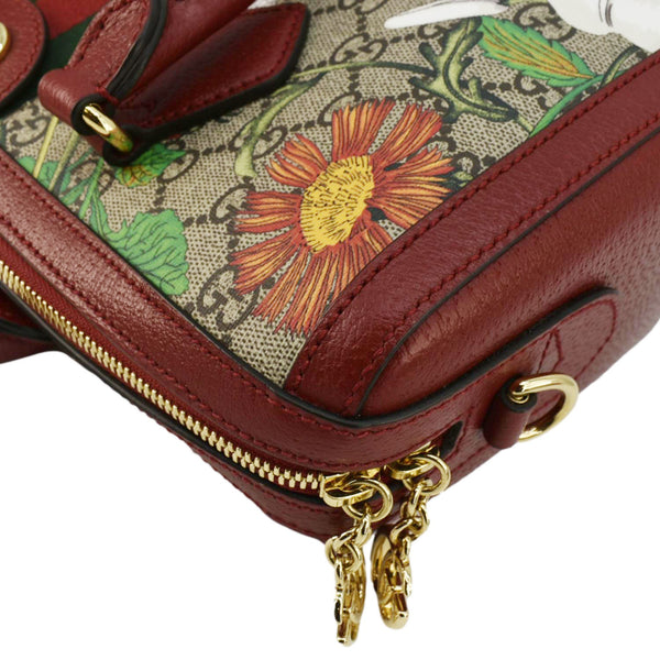 GUCCI Ophidia Flora Web GG Supreme Canvas Top Handle Shoulder Bag Red 524532