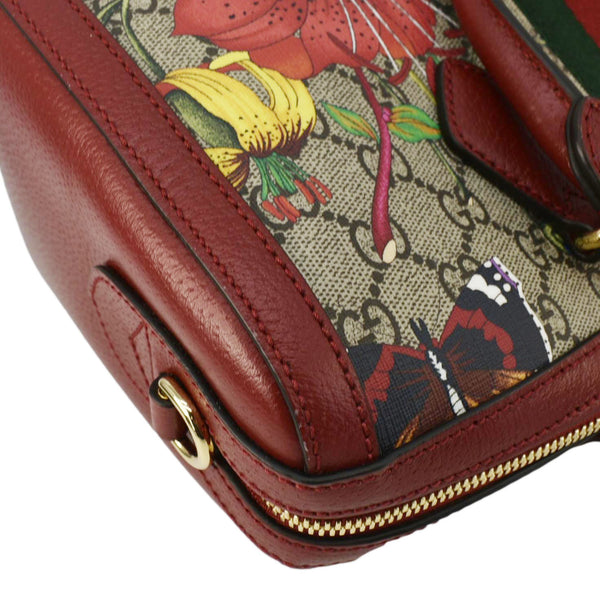 GUCCI Ophidia Flora Web GG Supreme Canvas Top Handle Shoulder Bag Red 524532