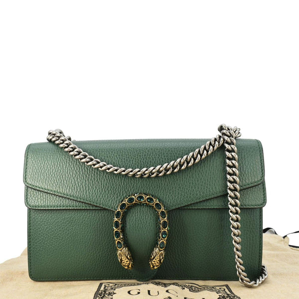 GUCCI Dionysus Small GG Leather Shoulder Bag Green 400249