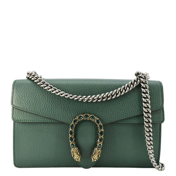 GUCCI Dionysus Small GG Leather Shoulder Bag Green 400249