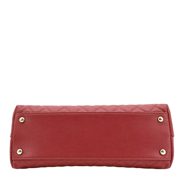 CHANEL CC Coco Caviar Leather Top Handle Flap Shoulder Bag Red