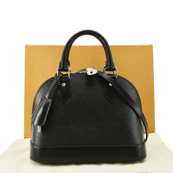 LOUIS VUITTON Alma BB Epi Leather Satchel Bag Black