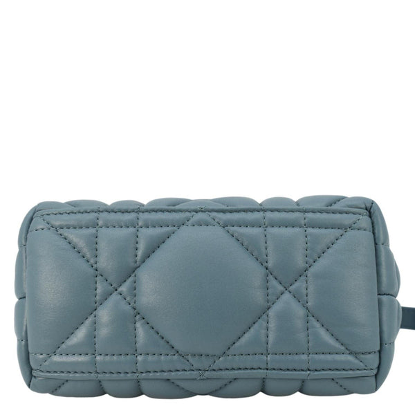 CHRISTIAN DIOR Diortravel Calfskin Macrocannage Clutch bag Blue