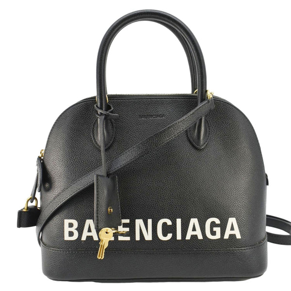 BALENCIAGA Ville Top Handle Grained Leather Crossbody Bag Black