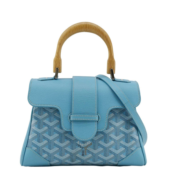 GOYARD Saigon Mini Chevron Print Coated Canvas Top Handle Shoulder Bag Blue