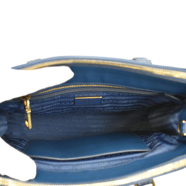 PRADA Galleria Double-Zip Mini Saffiano Leather Tote Bag Blue