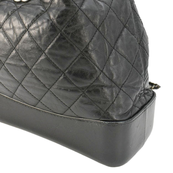 CHANEL Gabrielle Quilted Aged Calfskin Leather Backpack Bag Black