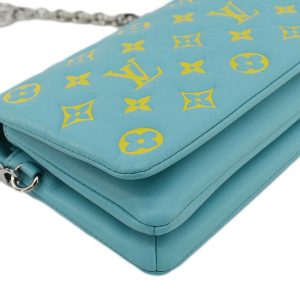 LOUIS VUITTON Coussin Pochette Monogram Embossed Leather Crossbody Bag Ice Blue