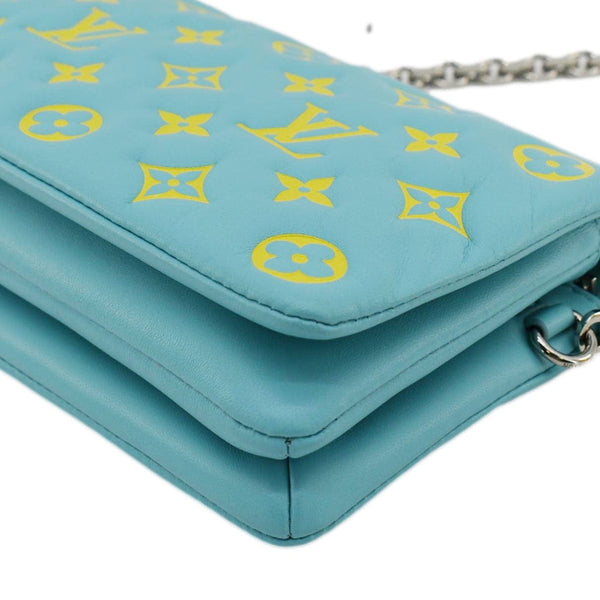 LOUIS VUITTON Coussin Pochette Monogram Embossed Leather Crossbody Bag Ice Blue