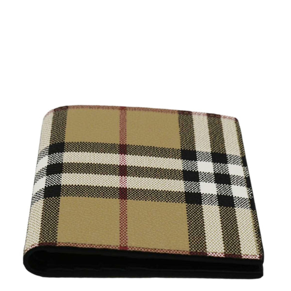 BURBERRY Check Leather Bifold Wallet Beige