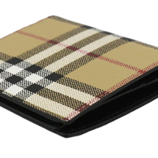 BURBERRY Check Leather Bifold Wallet Beige