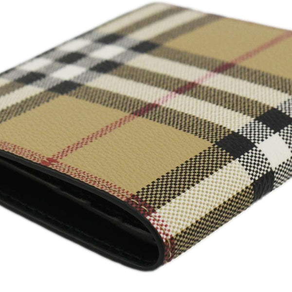 BURBERRY Check Leather Bifold Wallet Beige