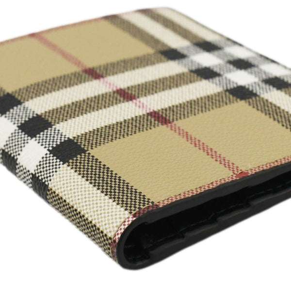 BURBERRY Check Leather Bifold Wallet Beige