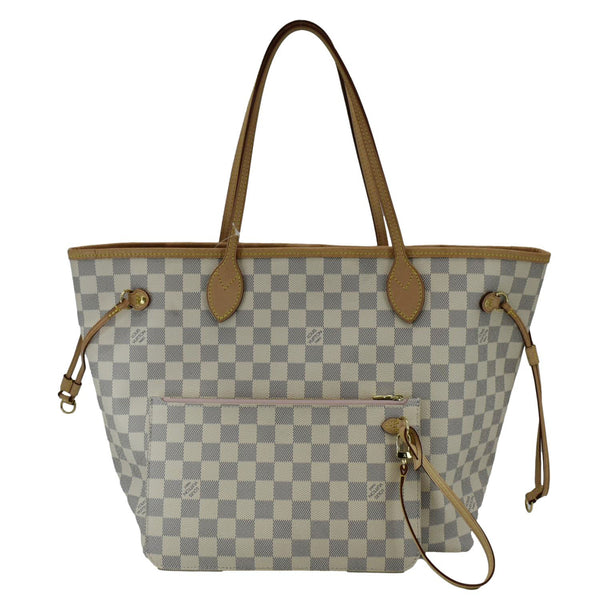 LOUIS VUITTON Neverfull MM Damier Azur Tote Shoulder Bag Rose Ballerine