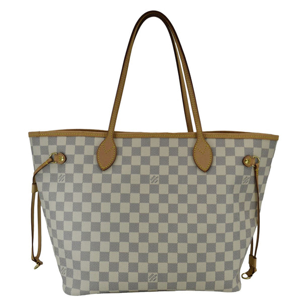 LOUIS VUITTON Neverfull MM Damier Azur Tote Shoulder Bag Rose Ballerine