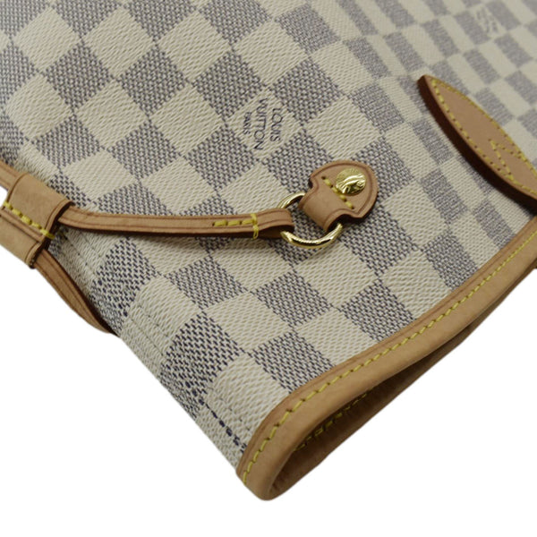 LOUIS VUITTON Neverfull MM Damier Azur Tote Shoulder Bag Rose Ballerine