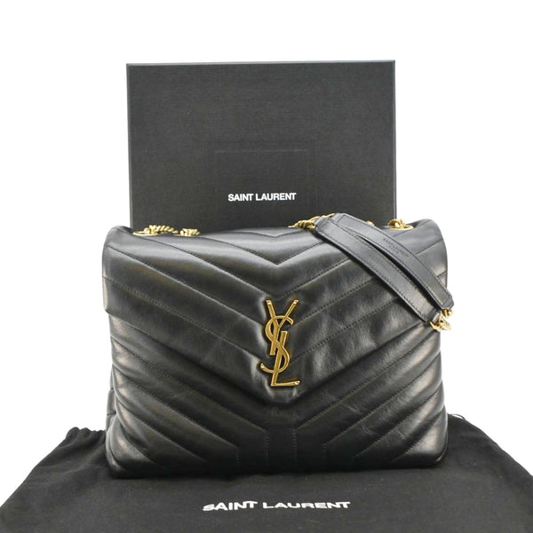 YVES SAINT LAURENT Loulou Medium Quilted Leather Crossbody Bag Black