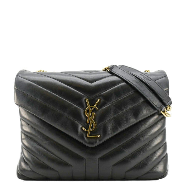 YVES SAINT LAURENT Loulou Medium Quilted Leather Crossbody Bag Black