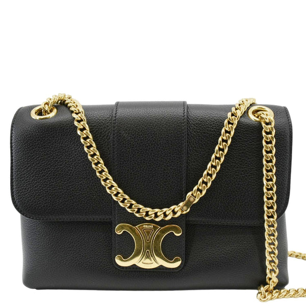 CELINE Victoire Medium Leather Shoulder Bag Black