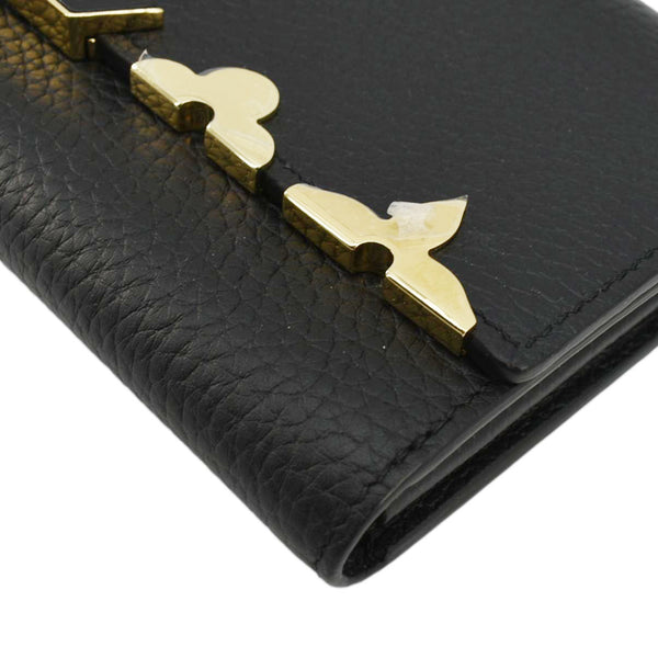 LOUIS VUITTON Capucines Crown Flowers Taurillon Leather Wallet Black