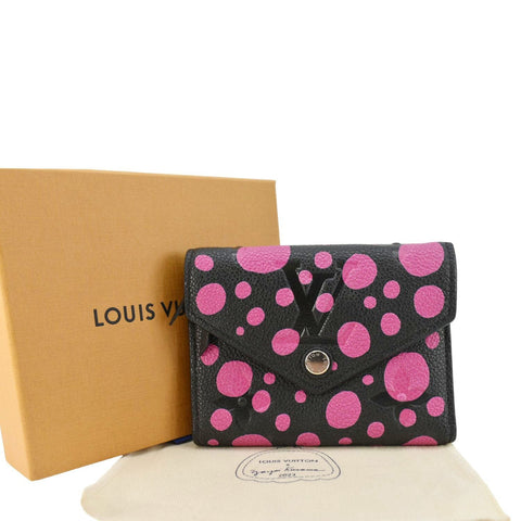 LOUIS VUITTON LV X YK Victorine Polka Dot Monogram Empreinte Leather Wallet Fuchsia