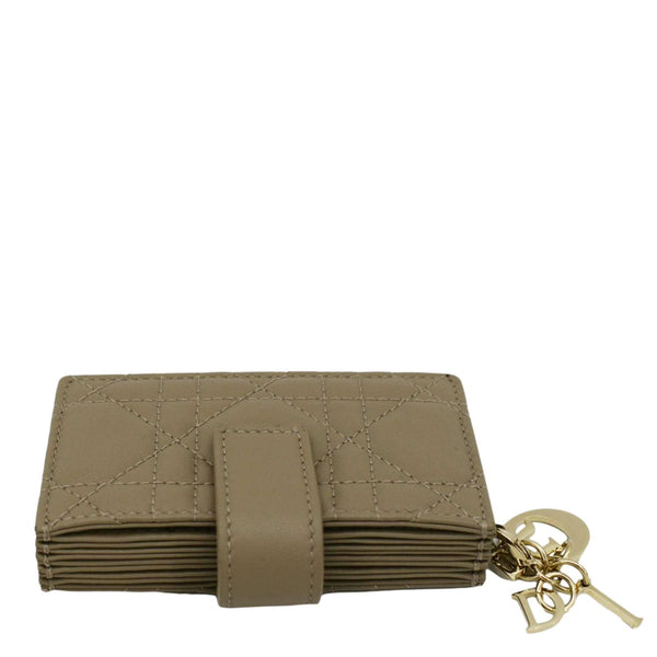 CHRISTIAN DIOR 5 Gusset Leather Card Holder Beige