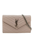 YVES SAINT LAURENT Monogram Envelope Leather Chain Crossbody Bag Light Pink