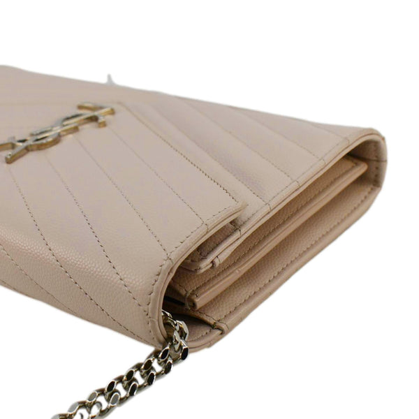 YVES SAINT LAURENT Monogram Envelope Leather Chain Crossbody Bag Light Pink