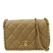 CHANEL Chain Around Flap Quilted Leather Crossbody Bag Beige