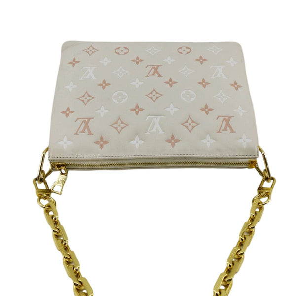 LOUIS VUITTON Coussin PM Monogram Embossed Leather Shoulder Bag Off White