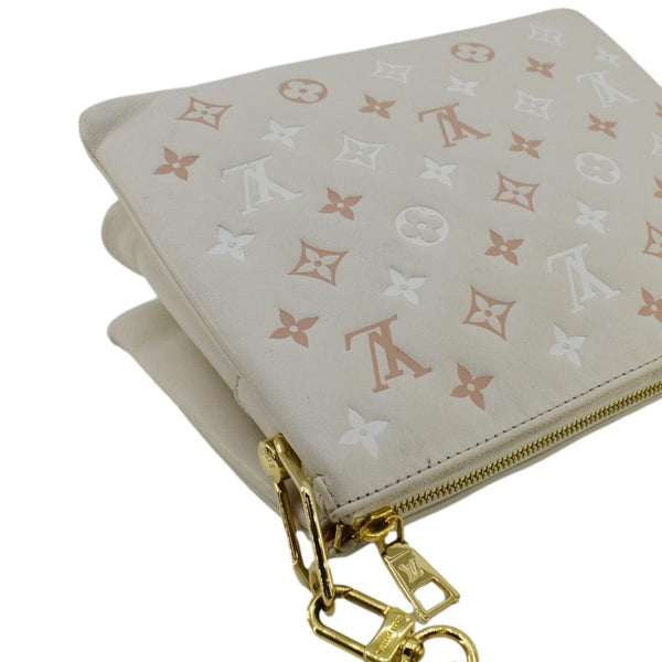 LOUIS VUITTON Coussin PM Monogram Embossed Leather Shoulder Bag Off White