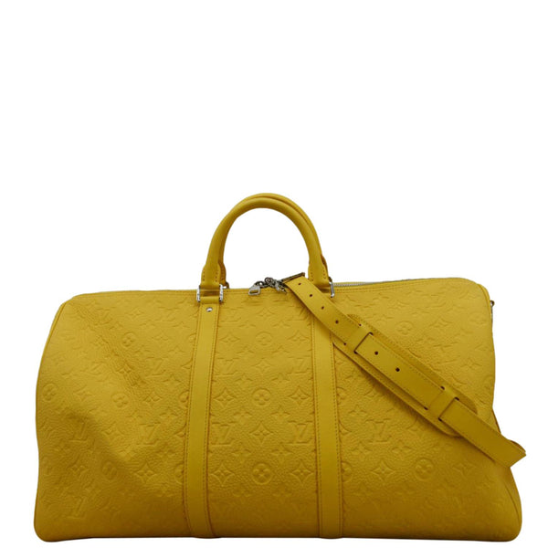 LOUIS VUITTON Keepall 50 Bandouliere Monogram Taurillon Leather Travel Bag Yellow