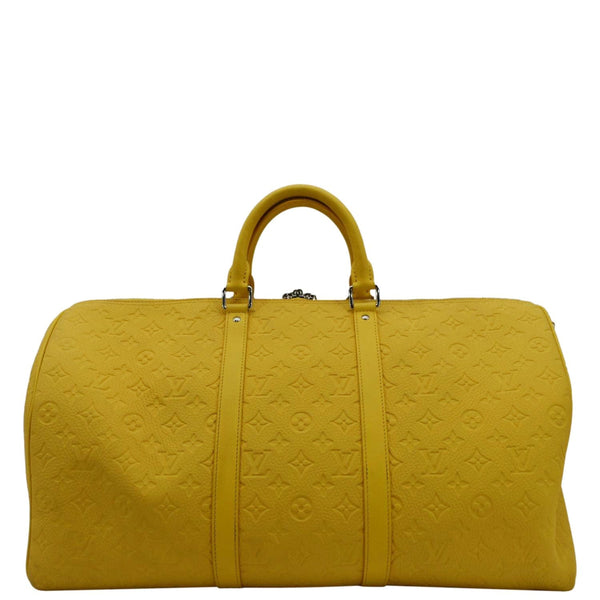 LOUIS VUITTON Keepall 50 Bandouliere Monogram Taurillon Leather Travel Bag Yellow