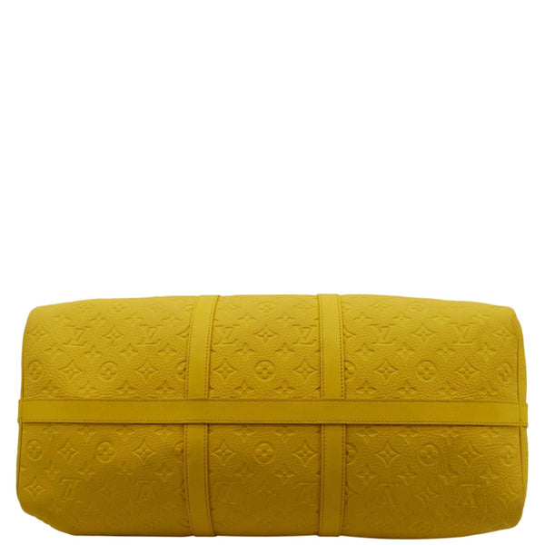 LOUIS VUITTON Keepall 50 Bandouliere Monogram Taurillon Leather Travel Bag Yellow