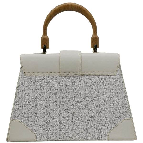 GOYARD Saigon MM Chevron Print Coated Canvas Top Handle Shoulder Bag White back look