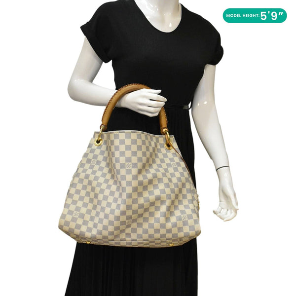 LOUIS VUITTON Artsy MM Damier Azur Hobo Bag White