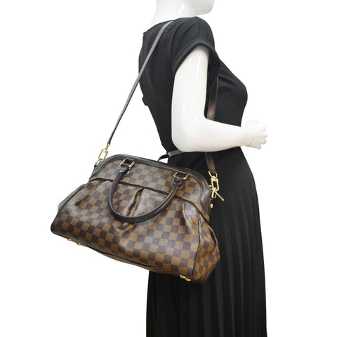 LOUIS VUITTON Trevi PM Damier Ebene Satchel Shoulder Bag Brown