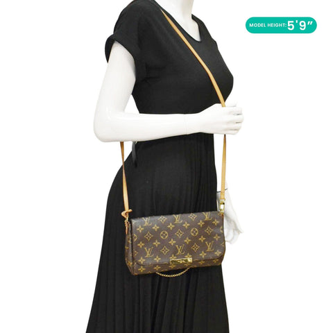 LOUIS VUITTON Favorite PM Monogram Canvas Shoulder Bag Brown